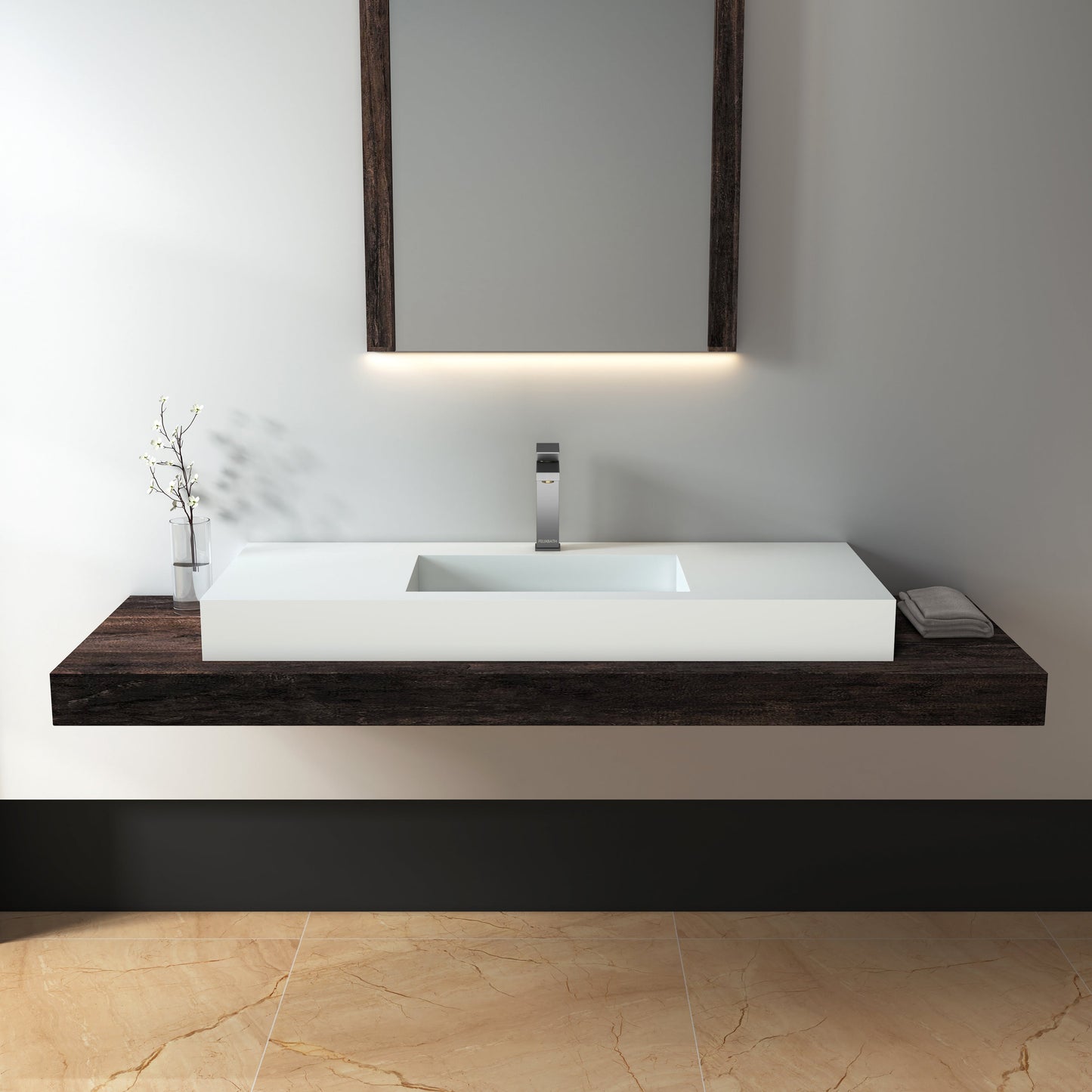 Lasaideal 39'' Wall Mount Stone Resin Bathroom Sink