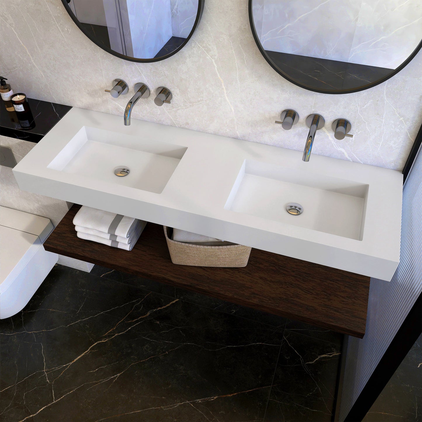Lasaideal 39'' Wall Mount Stone Resin Bathroom Sink