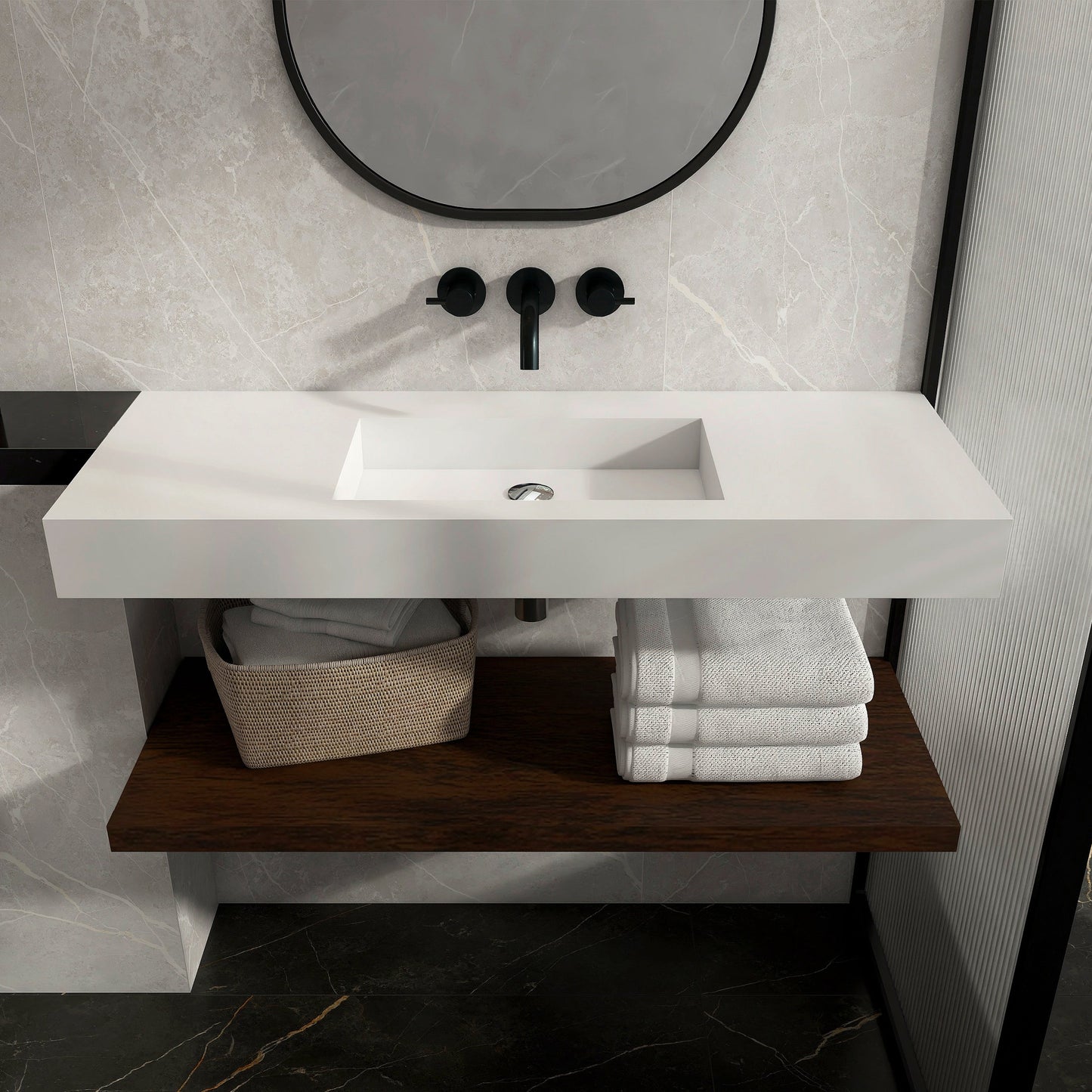 Lasaideal 39'' Wall Mount Stone Resin Bathroom Sink