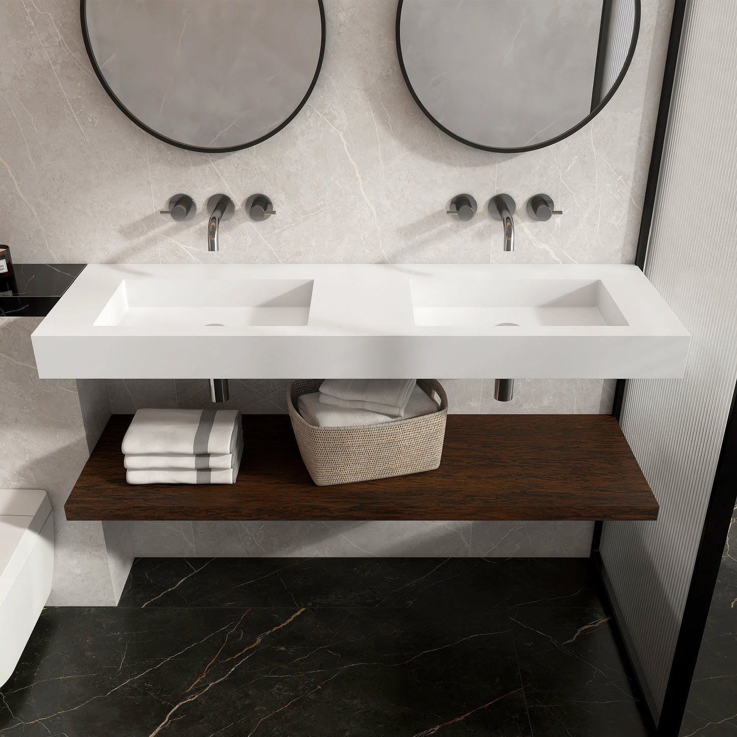 Lasaideal 39'' Wall Mount Stone Resin Bathroom Sink