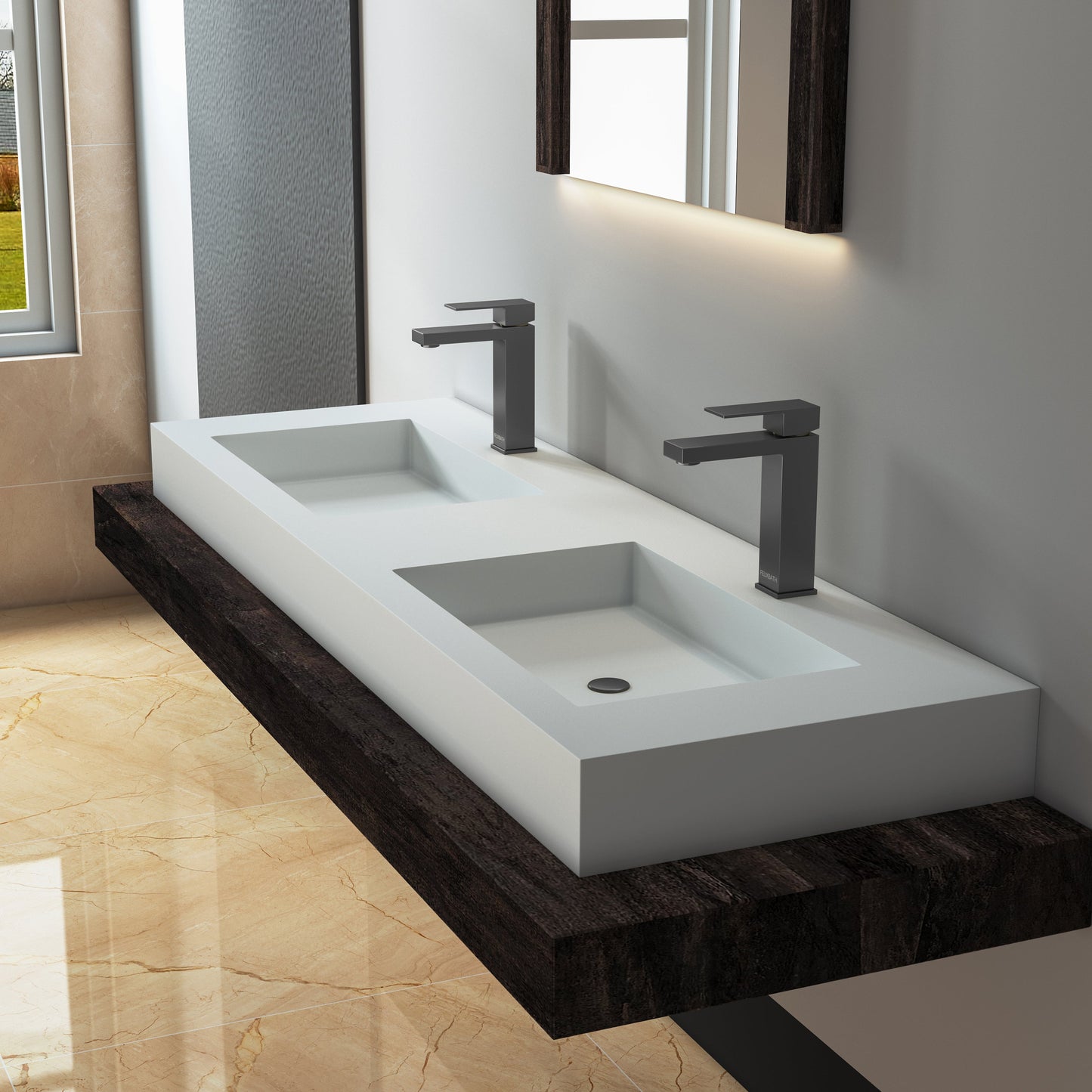 Lasaideal 39'' Wall Mount Stone Resin Bathroom Sink