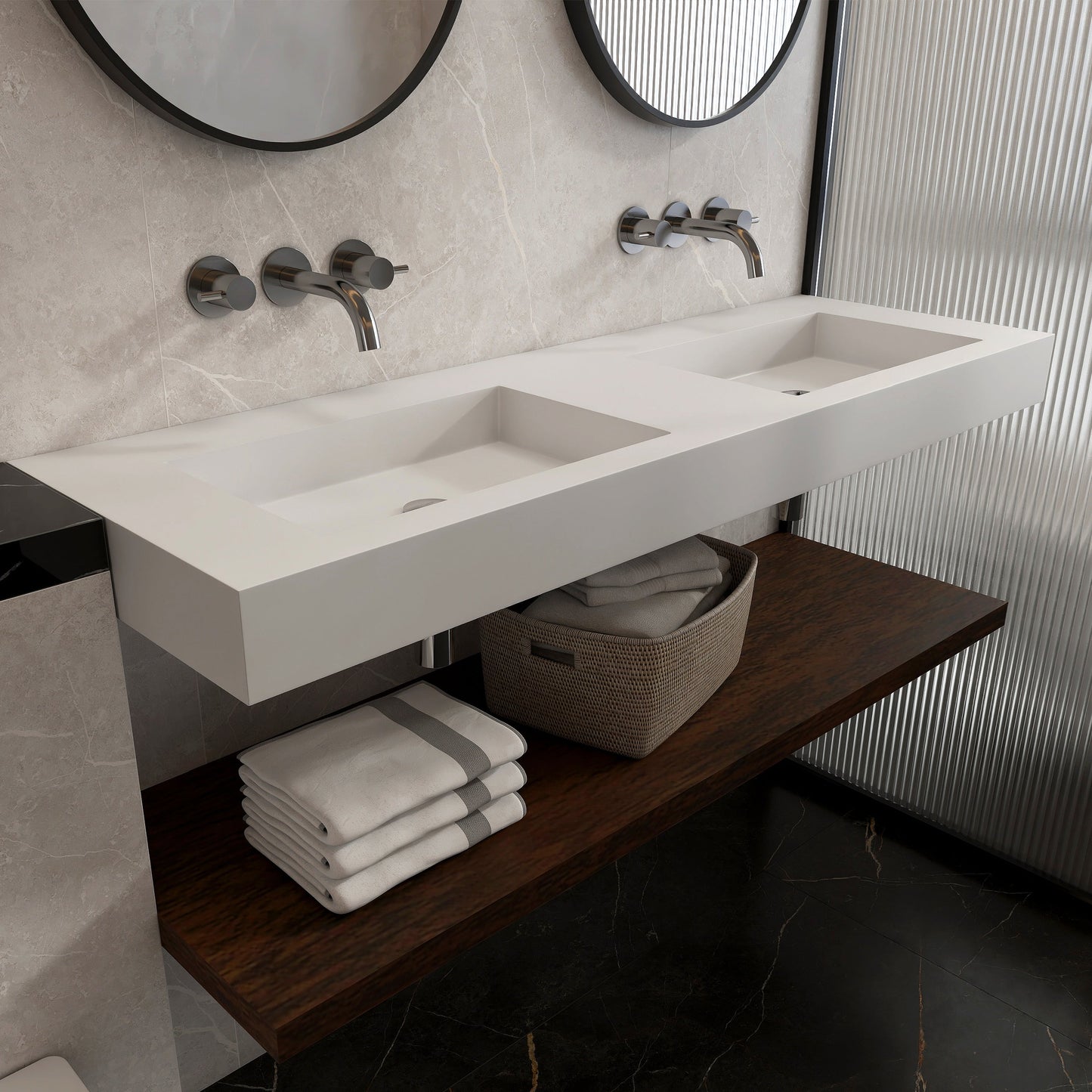 Lasaideal 39'' Wall Mount Stone Resin Bathroom Sink