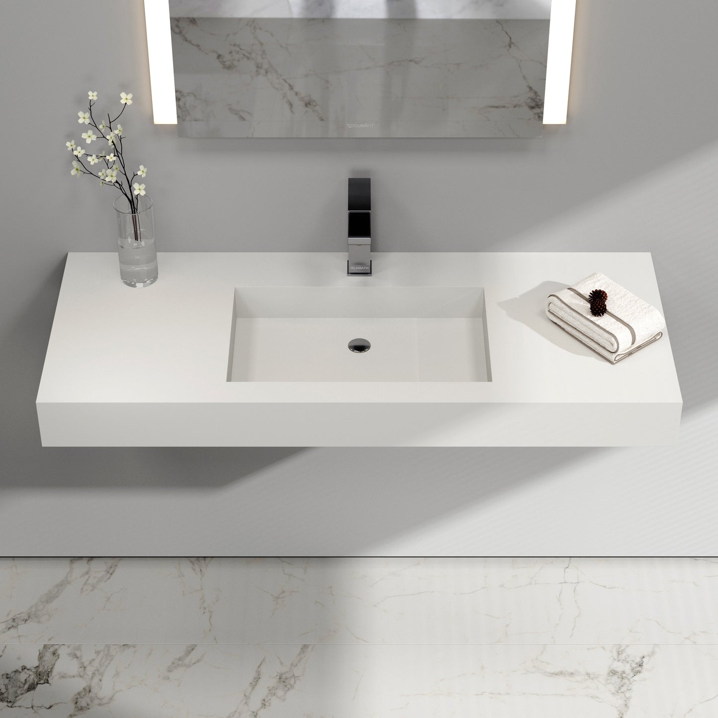 Lasaideal 39'' Wall Mount Stone Resin Bathroom Sink