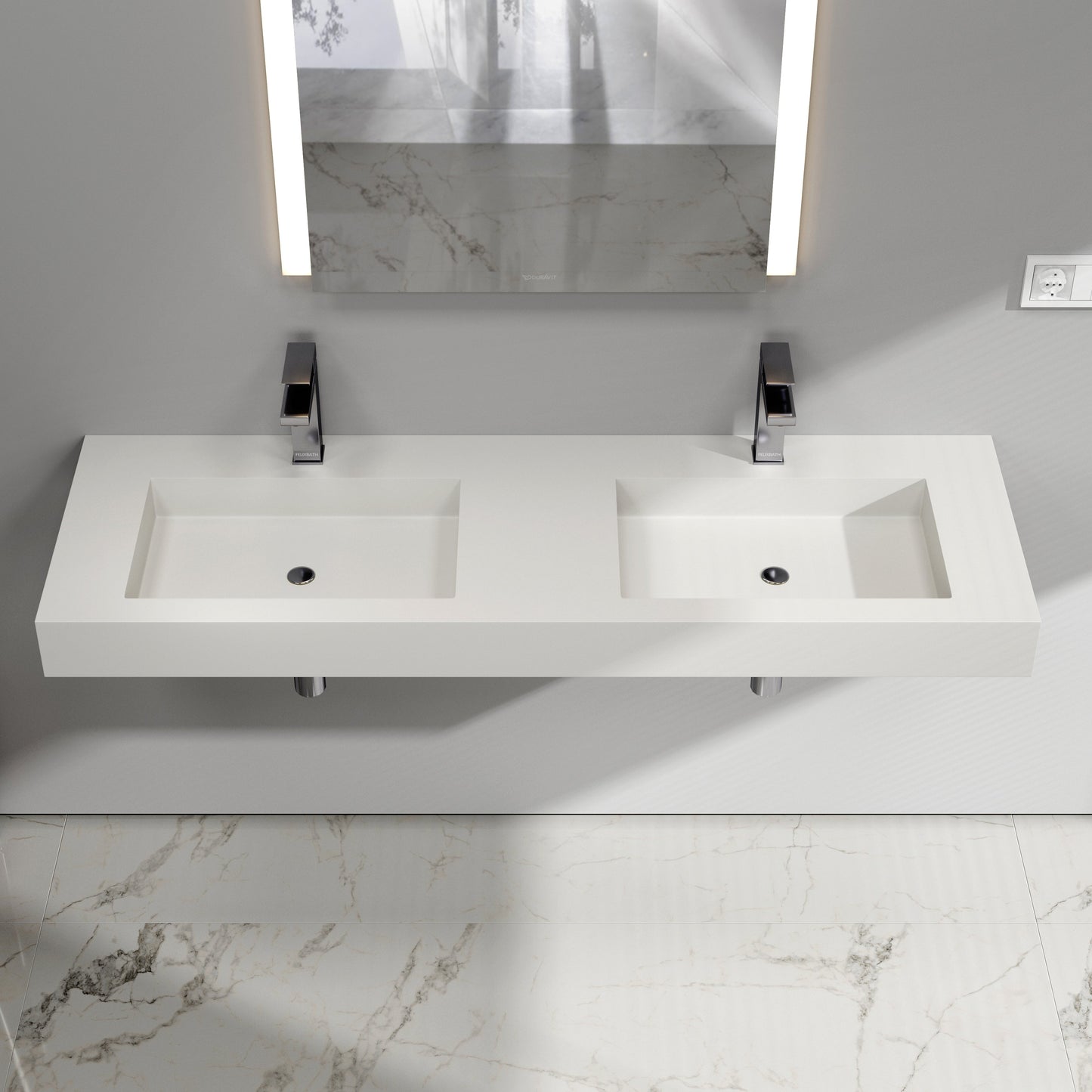 Lasaideal 39'' Wall Mount Stone Resin Bathroom Sink