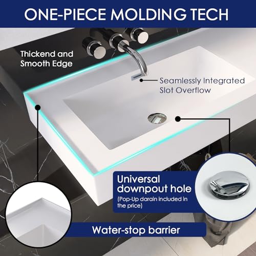Lasaideal 39'' Wall Mount Stone Resin Bathroom Sink