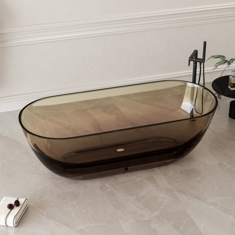 Lasaideal 69'' X 30'' Freestanding Bathtub Solid Surface Stone Resin Soaking Bathtub Transparent