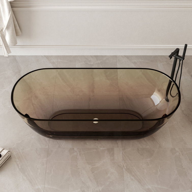Lasaideal 69'' X 30'' Freestanding Bathtub Solid Surface Stone Resin Soaking Bathtub Transparent