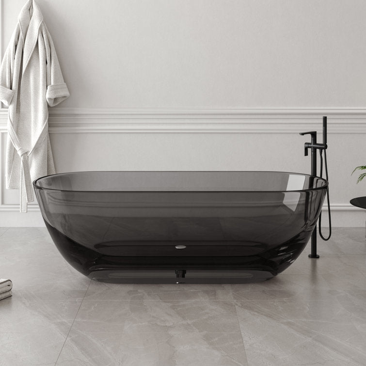 Lasaideal 69'' X 30'' Freestanding Bathtub Solid Surface Stone Resin Soaking Bathtub Transparent