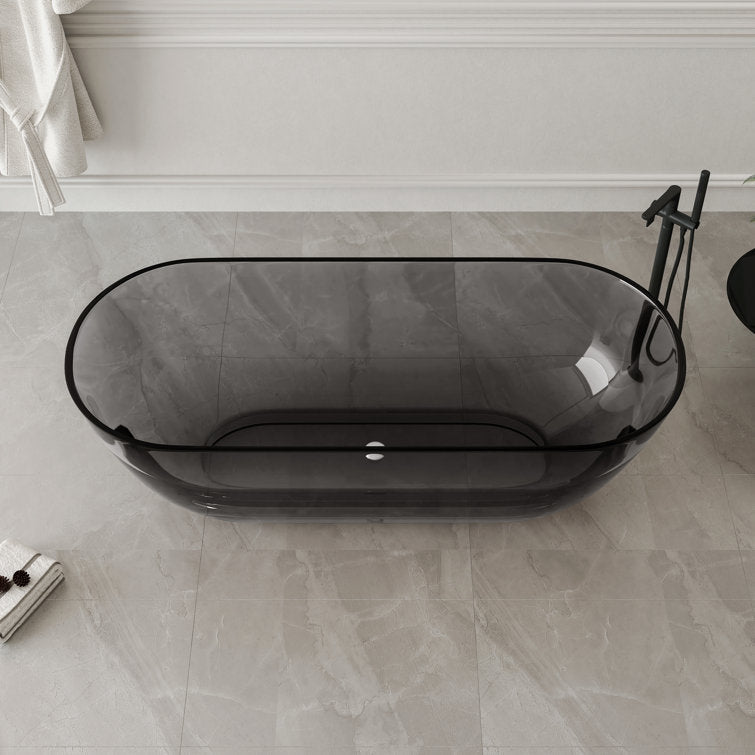 Lasaideal 69'' X 30'' Freestanding Bathtub Solid Surface Stone Resin Soaking Bathtub Transparent
