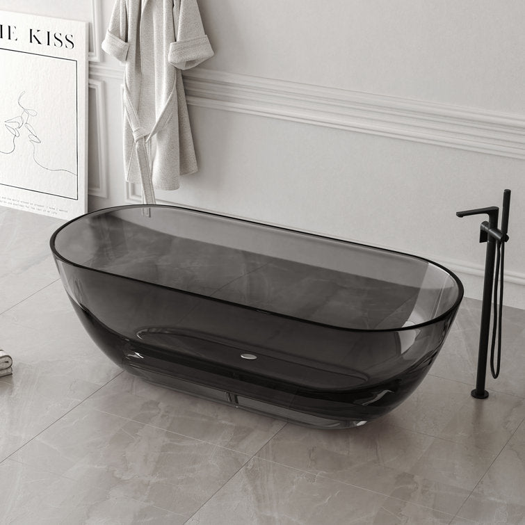 Lasaideal 69'' X 30'' Freestanding Bathtub Solid Surface Stone Resin Soaking Bathtub Transparent