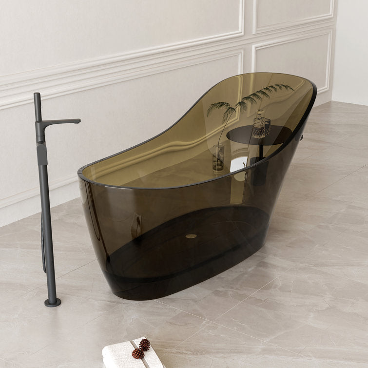 Lasaideal 67" x 30" Solid Surface Freestanding Slipper Soaking Bathtub