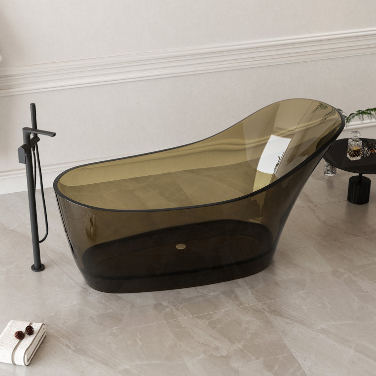 Lasaideal 67" x 30" Solid Surface Freestanding Slipper Soaking Bathtub