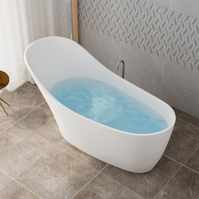 Lasaideal 67" x 30" Solid Surface Freestanding Slipper Soaking Bathtub