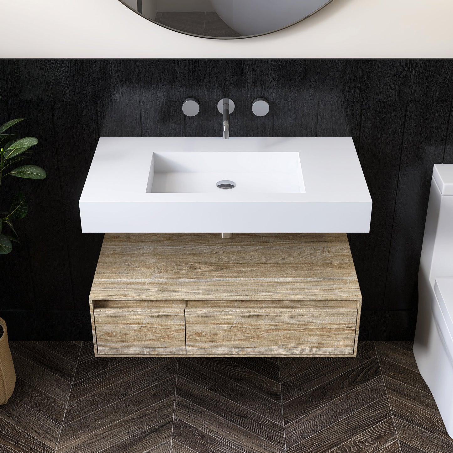 Lasaideal 39'' Wall Mount Stone Resin Bathroom Sink