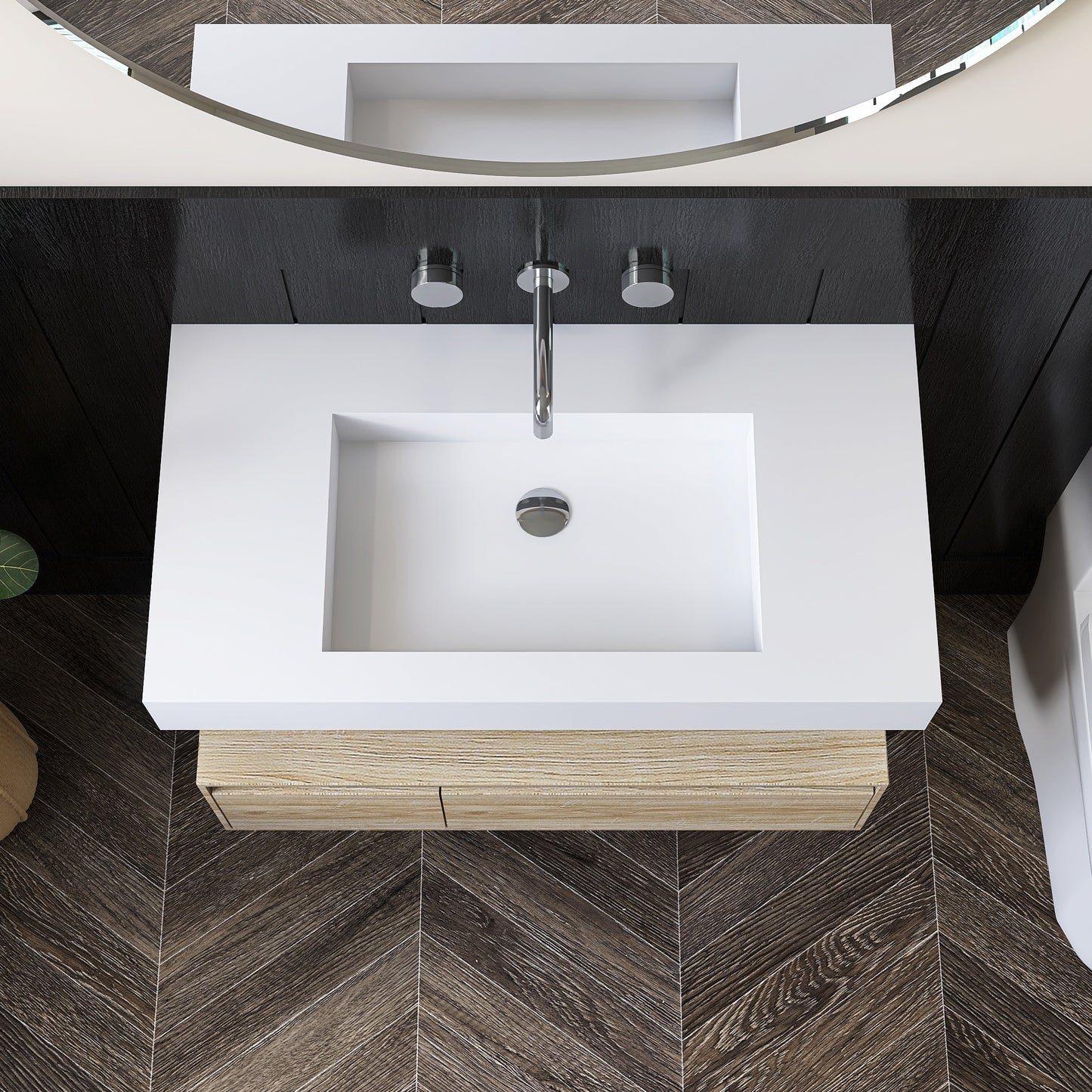 Lasaideal 39'' Wall Mount Stone Resin Bathroom Sink