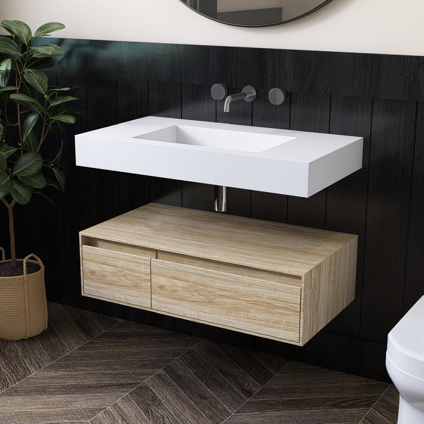 Lasaideal 39'' Wall Mount Stone Resin Bathroom Sink