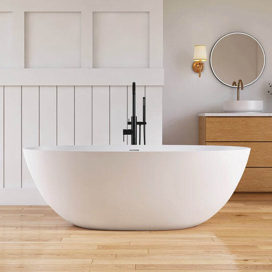Lasaideal 65'' Oval Luxury Resin Stone Soaking Tub