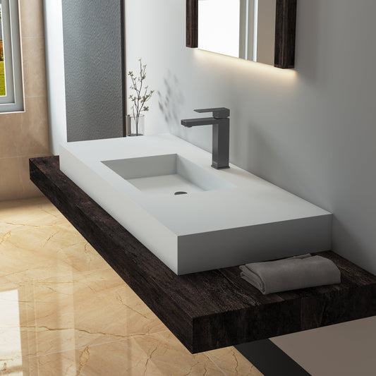 Lasaideal 39'' Wall Mount Stone Resin Bathroom Sink
