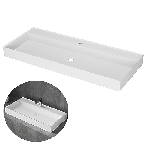 Lasaideal Luxury 47" Matte Resin Stone Bathroom Sink with Faucet Hole