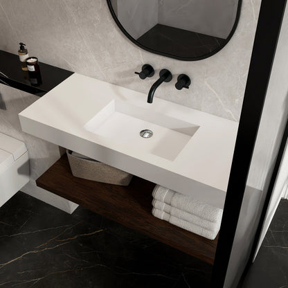 Lasaideal 39'' Wall Mount Stone Resin Bathroom Sink