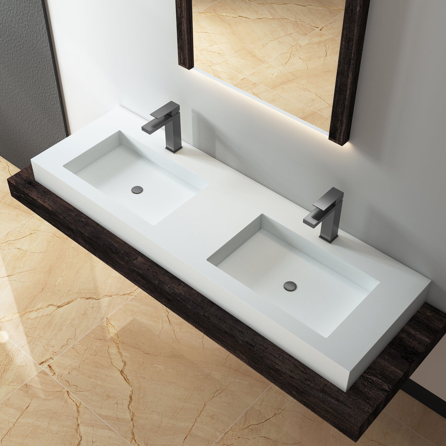 Lasaideal 39'' Wall Mount Stone Resin Bathroom Sink