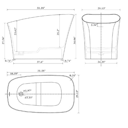 Lasaideal 51" Japanese Soaking Tub Freestanding ECO-Friendly