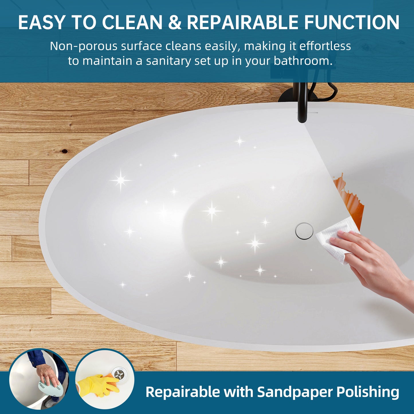 Lasaideal 65'' Oval Luxury Resin Stone Soaking Tub