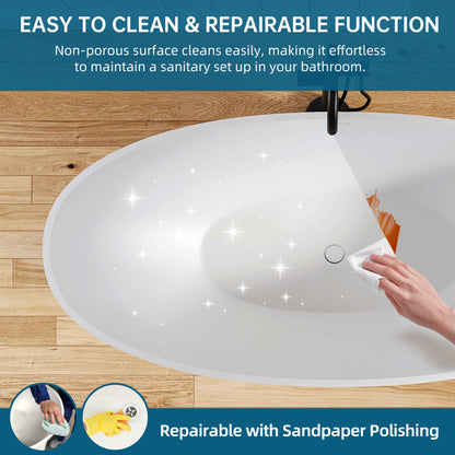 Lasaideal 65'' Oval Luxury Resin Stone Soaking Tub