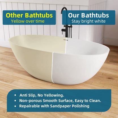 Lasaideal 65'' Oval Luxury Resin Stone Soaking Tub