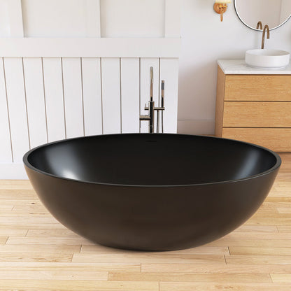 Lasaideal 67'' Freestanding Tub Solid Surface Wide Freestanding Soaking Bathtub