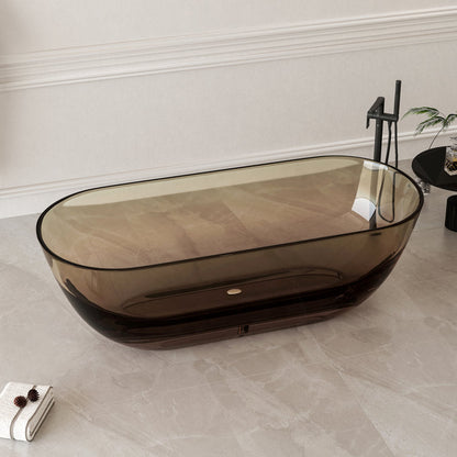 Lasaideal  69'' X 30'' Freestanding Bathtub Solid Surface Stone Resin Soaking Bathtub Transparent