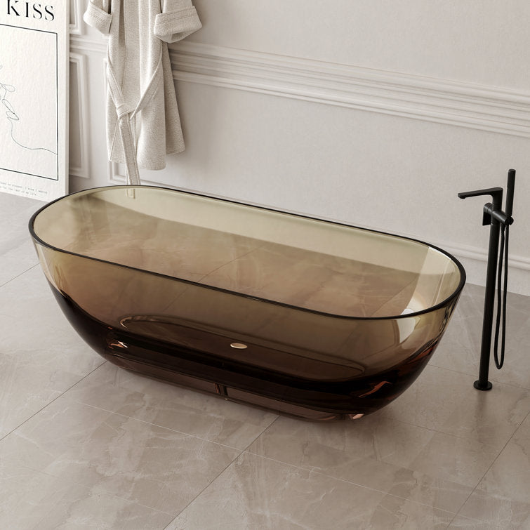 Lasaideal  69'' X 30'' Freestanding Bathtub Solid Surface Stone Resin Soaking Bathtub Transparent