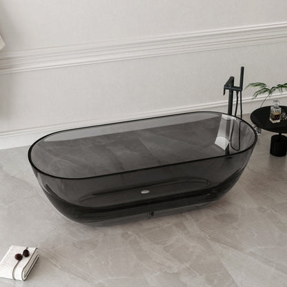Lasaideal  69'' X 30'' Freestanding Bathtub Solid Surface Stone Resin Soaking Bathtub Transparent