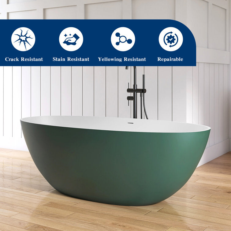 Lasaideal 65'' Oval Luxury Resin Stone Soaking Tub