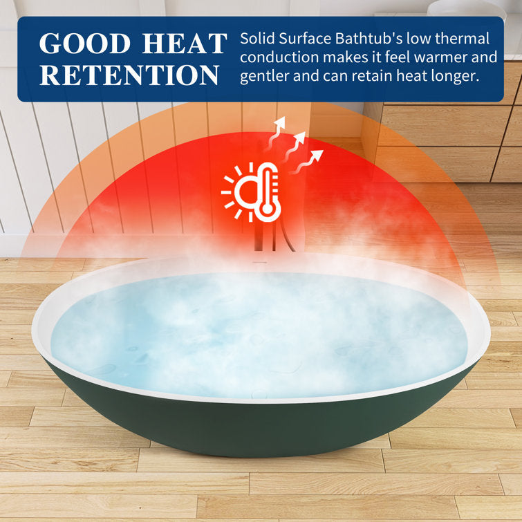 Lasaideal 65'' Oval Luxury Resin Stone Soaking Tub