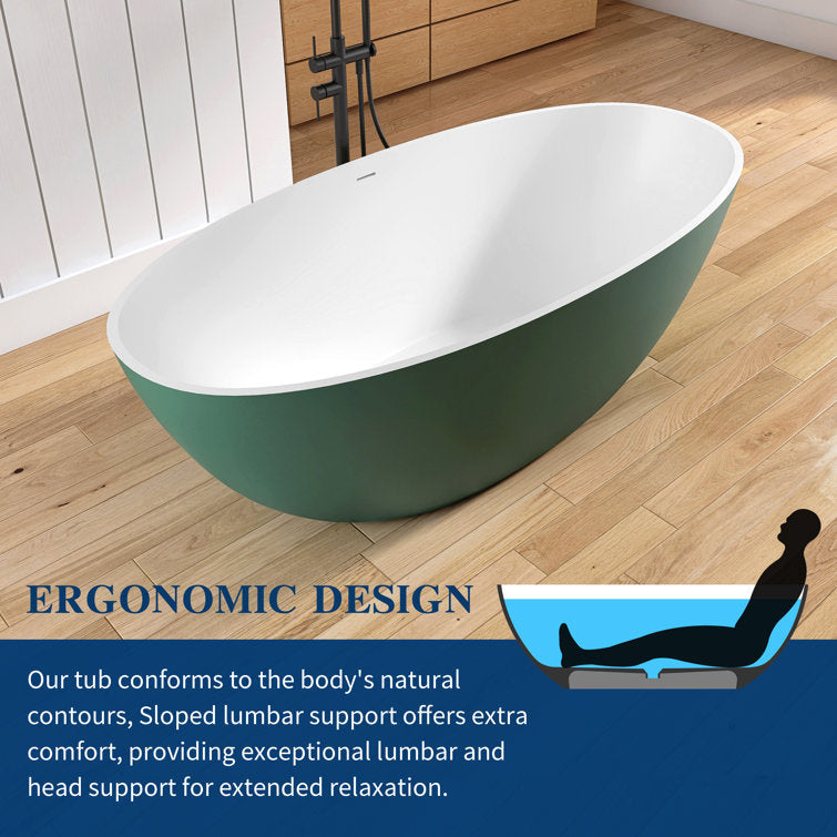 Lasaideal 65'' Oval Luxury Resin Stone Soaking Tub