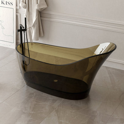 Lasaideal 67" x 30" Solid Surface Freestanding Slipper Soaking Bathtub