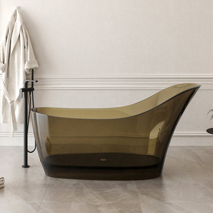 Lasaideal 67" x 30" Solid Surface Freestanding Slipper Soaking Bathtub