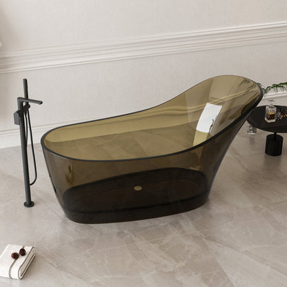 Lasaideal 67" x 30" Solid Surface Freestanding Slipper Soaking Bathtub