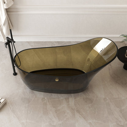 Lasaideal 67" x 30" Solid Surface Freestanding Slipper Soaking Bathtub