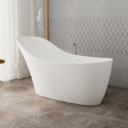 Lasaideal 67" x 30" Solid Surface Freestanding Slipper Soaking Bathtub