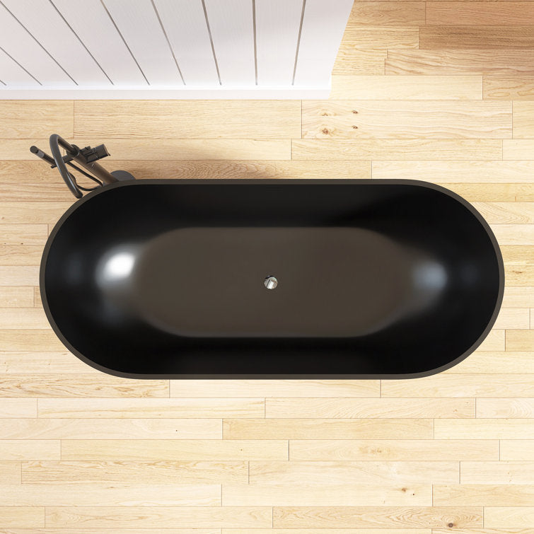 Lasaideal 69" Freestanding Soaking Bathtub Solid Surface Stone Resin Soaking Tubs