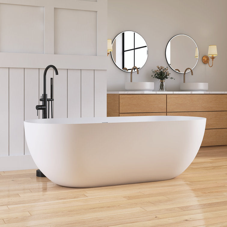 Lasaideal 69" Freestanding Soaking Bathtub Solid Surface Stone Resin Soaking Tubs