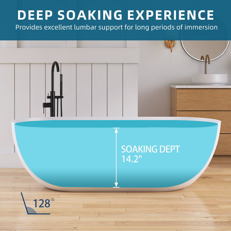 Lasaideal 69" Freestanding Soaking Bathtub Solid Surface Stone Resin Soaking Tubs