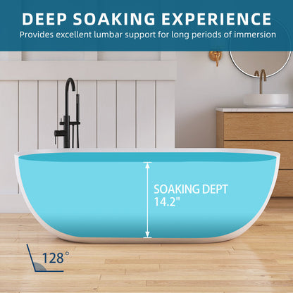 Lasaideal 69" Freestanding Soaking Bathtub Solid Surface Stone Resin Soaking Tubs