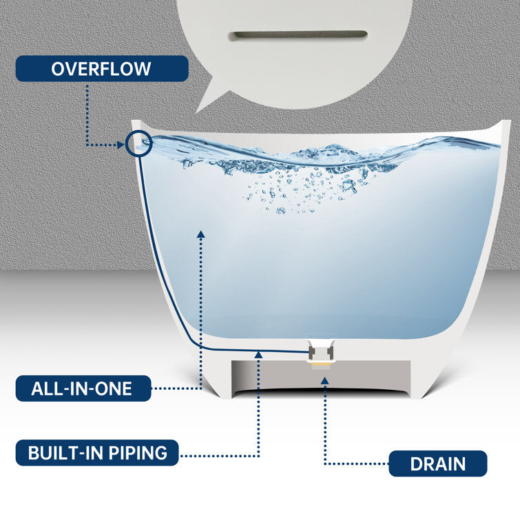 Lasaideal 69" Freestanding Soaking Bathtub Solid Surface Stone Resin Soaking Tubs