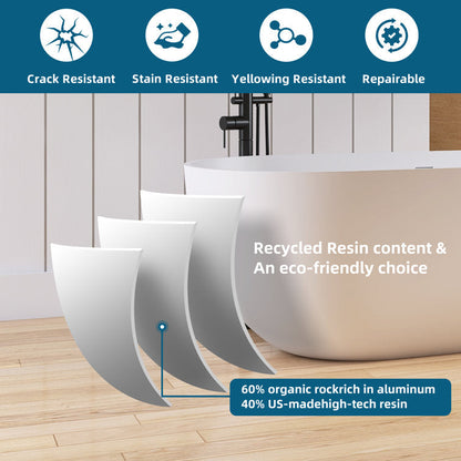 Lasaideal 69" Freestanding Soaking Bathtub Solid Surface Stone Resin Soaking Tubs