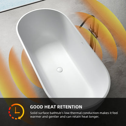 Lasaideal 69" Freestanding Soaking Bathtub Solid Surface Stone Resin Soaking Tubs
