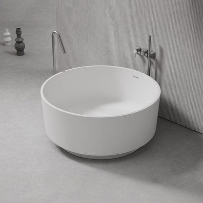 Lasaideal 49" Eco-Friendly Round Resin Stone Bathtub（Pickup in Store）