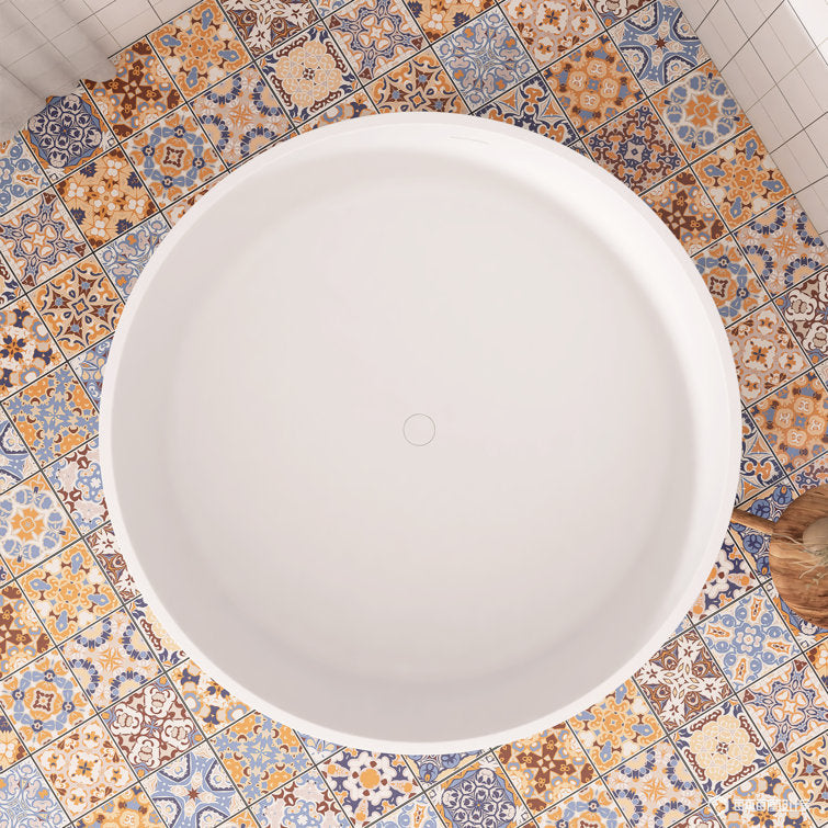Lasaideal 49" Eco-Friendly Round Resin Stone Bathtub（Pickup in Store）
